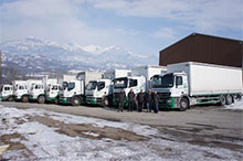 La flotte des camions ROBIN assurant la livraison des plants issus de nos pépinières