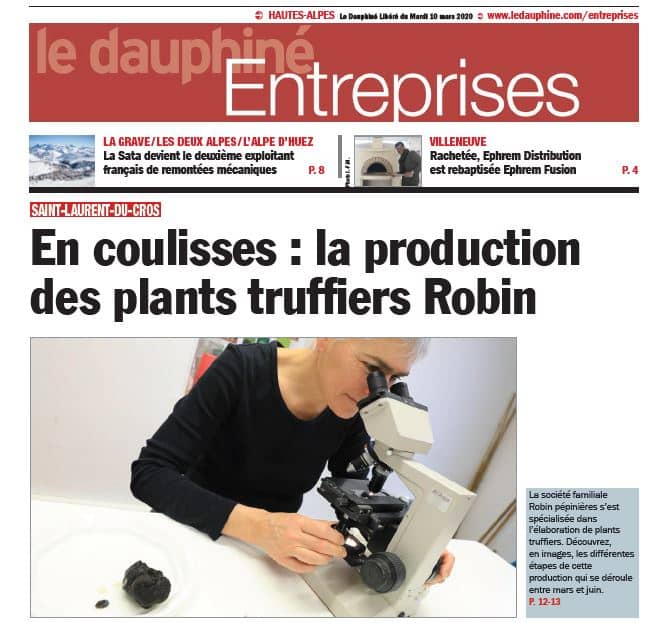 Page de garde article du DL dans les coulisse de la production des plants truffiers Robin