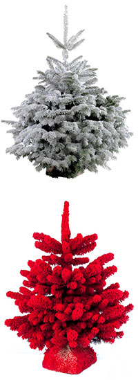 White or colored, the flocked Christmas trees bring a touch of originality to your decoration